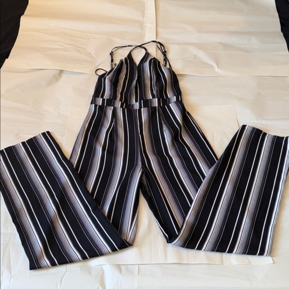 Revamped Black and White Striped Jumpsuit